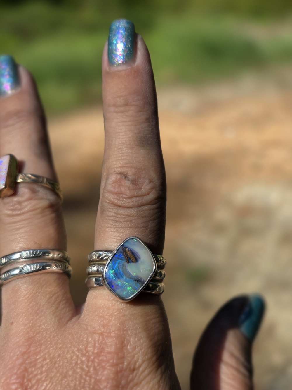 Ocean Waves Australian Opal Ring